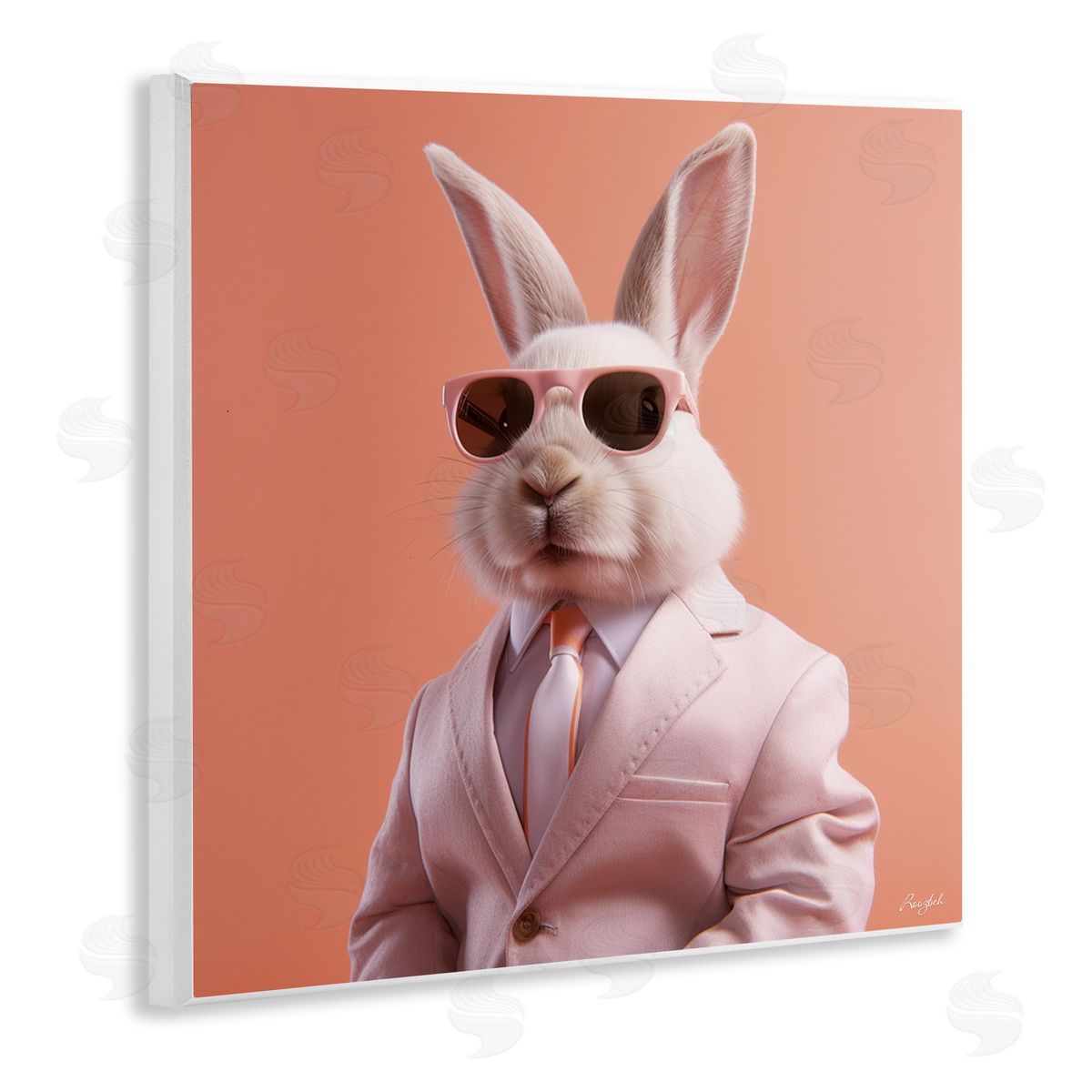 Roozbeh Rabbit Wearing Suit Wall Plaque Artside_