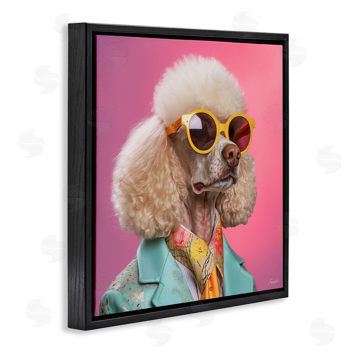 Roozbeh Stylish Poodle Portrait Black Floater Frame Canvas Artside_