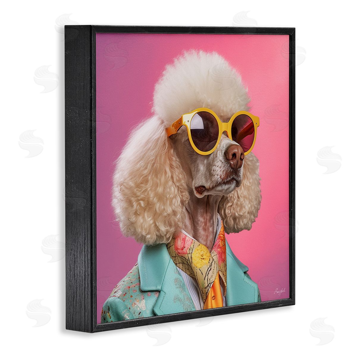 Roozbeh Stylish Poodle Portrait Black Framed Giclee Wall Artside_