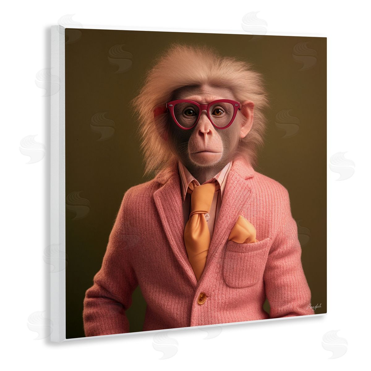 Roozbeh Stylish Monkey Portrait Wall Plaque Artside_