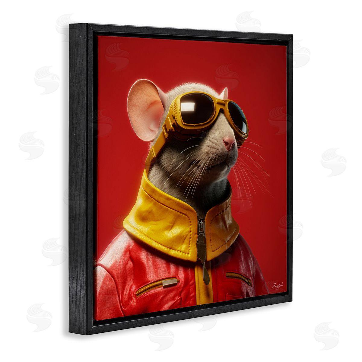 Roozbeh Mouse in Red Portrait Black Floater Frame Canvas Artside_