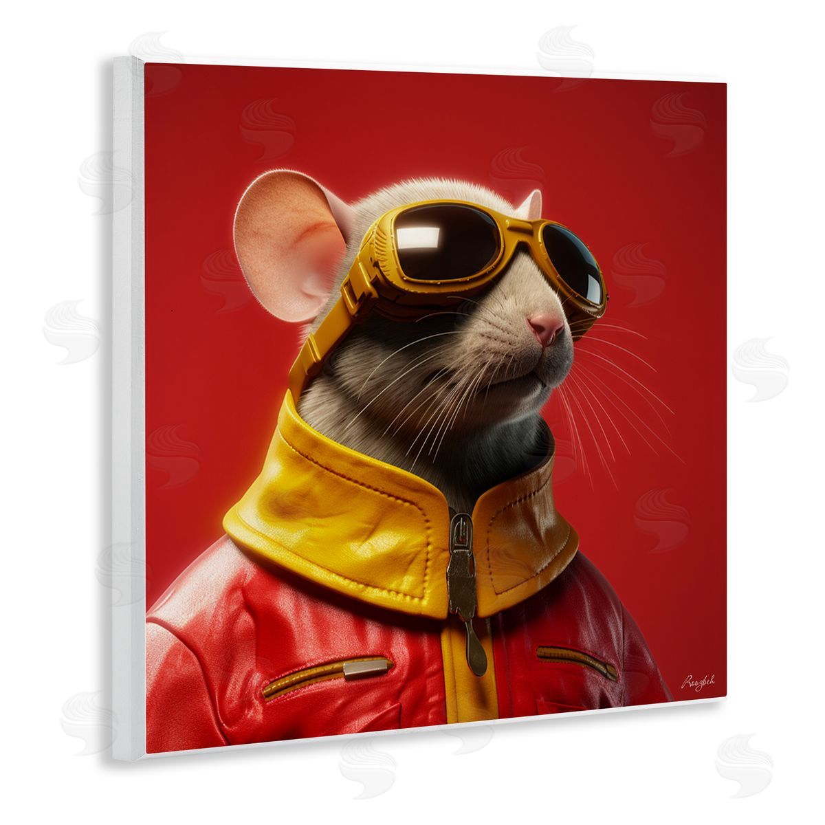 Roozbeh Mouse in Red Portrait Wall Plaque Artside_