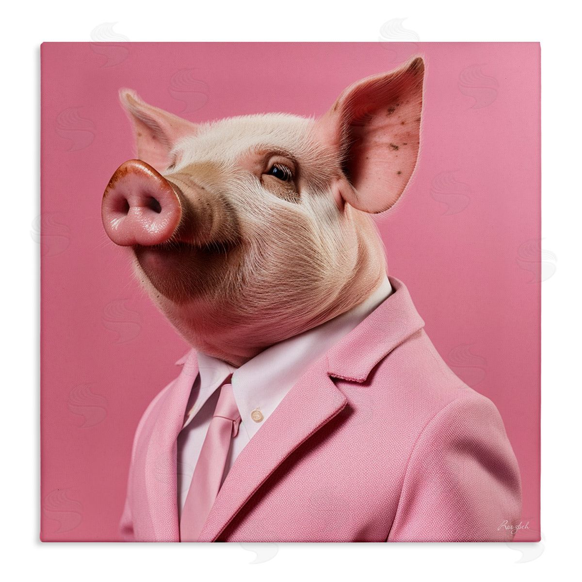 Pink Pig Fashion Canvas Wall Art, Home Decor by Roozbeh