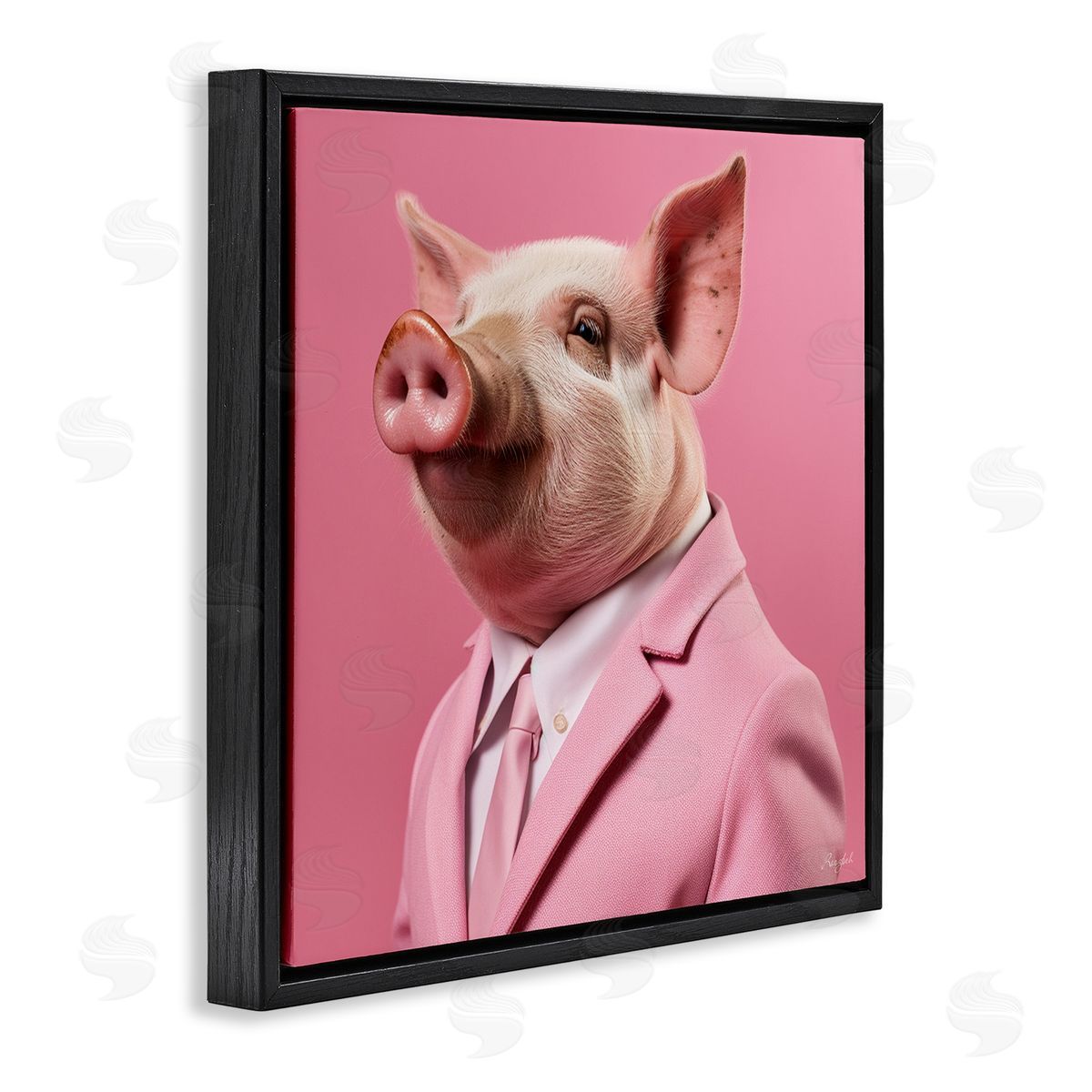 Roozbeh Pink Pig Fashion Black Floater Frame Canvas Artside_
