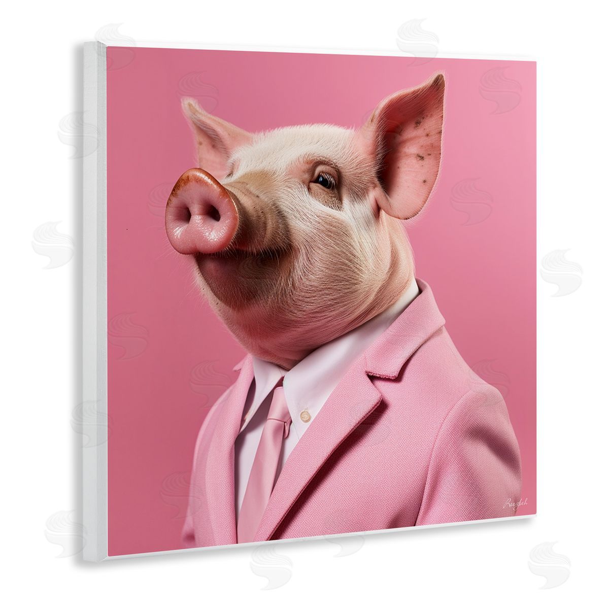 Roozbeh Pink Pig Fashion Wall Plaque Artside_
