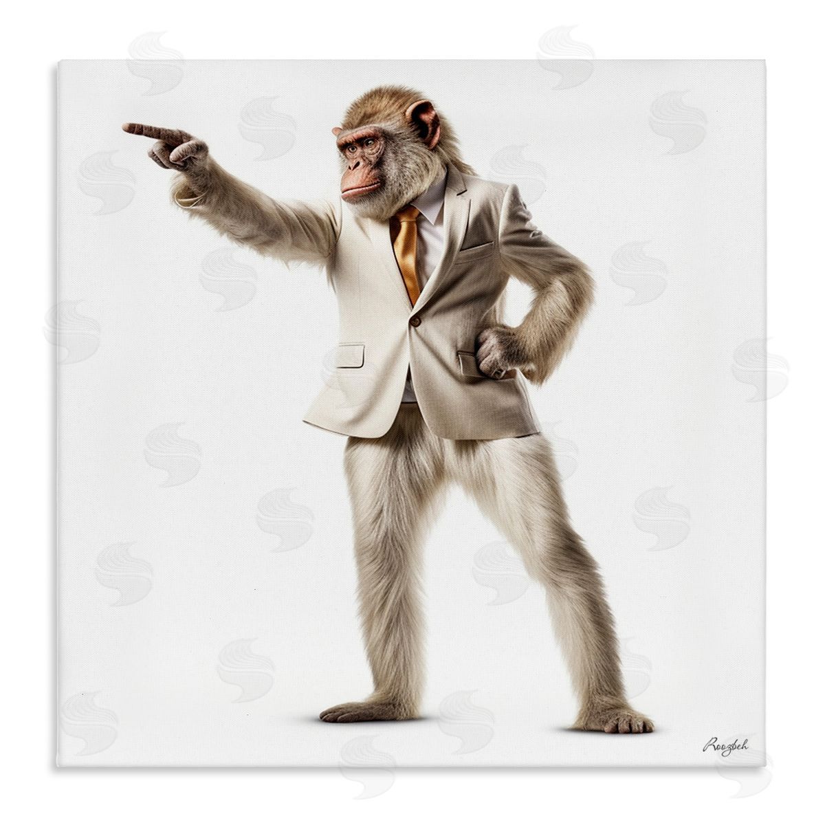 Roozbeh Stylish Ape in Suit Canvas Wall Art