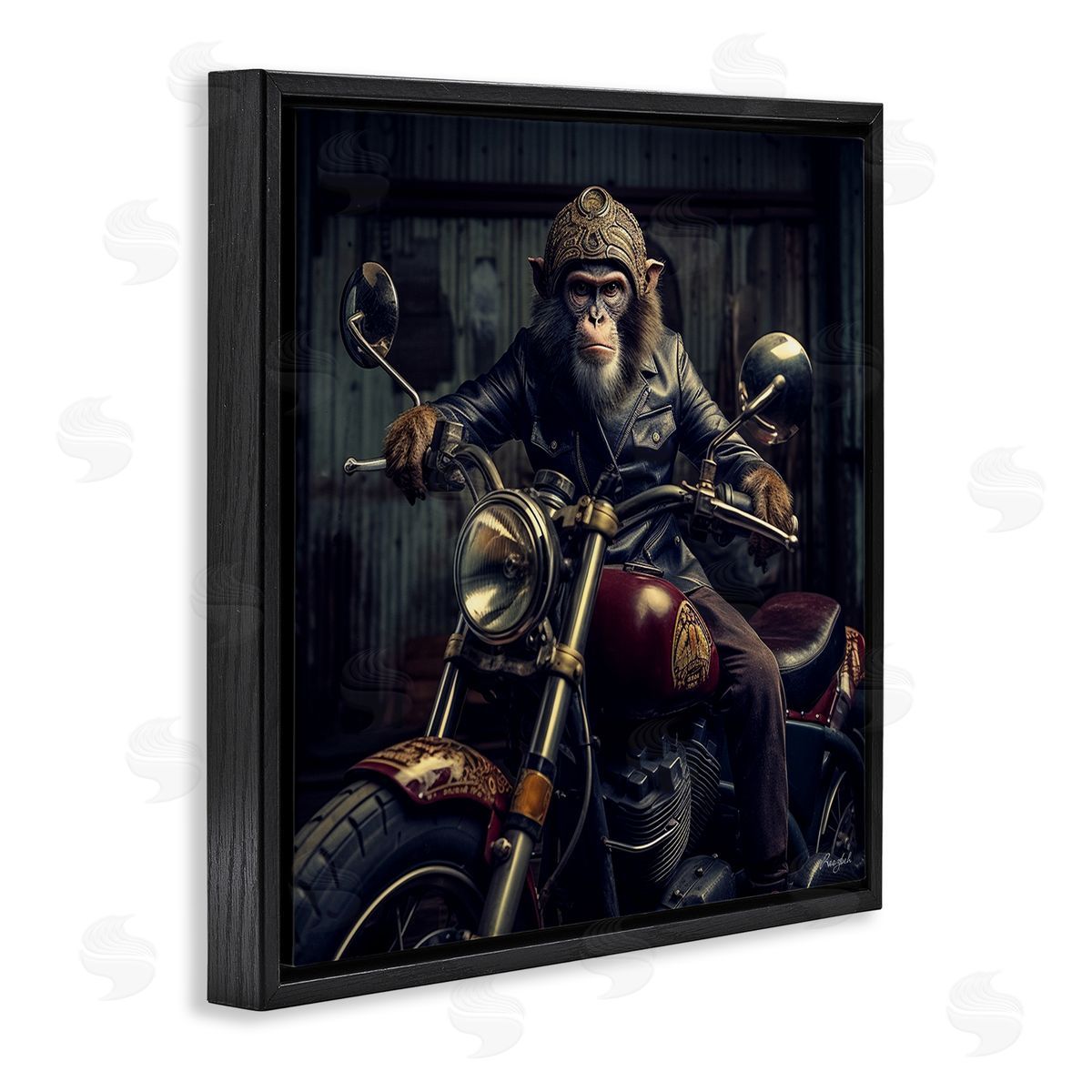 Roozbeh Gorilla Motorcycle Portrait Black Floater Frame Canvas Artside_