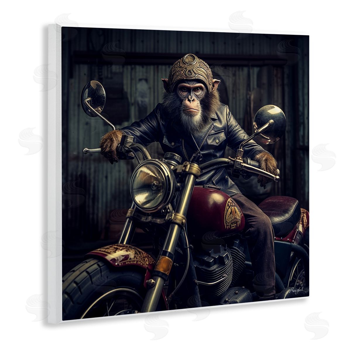 Roozbeh Gorilla Motorcycle Portrait Wall Plaque Artside_