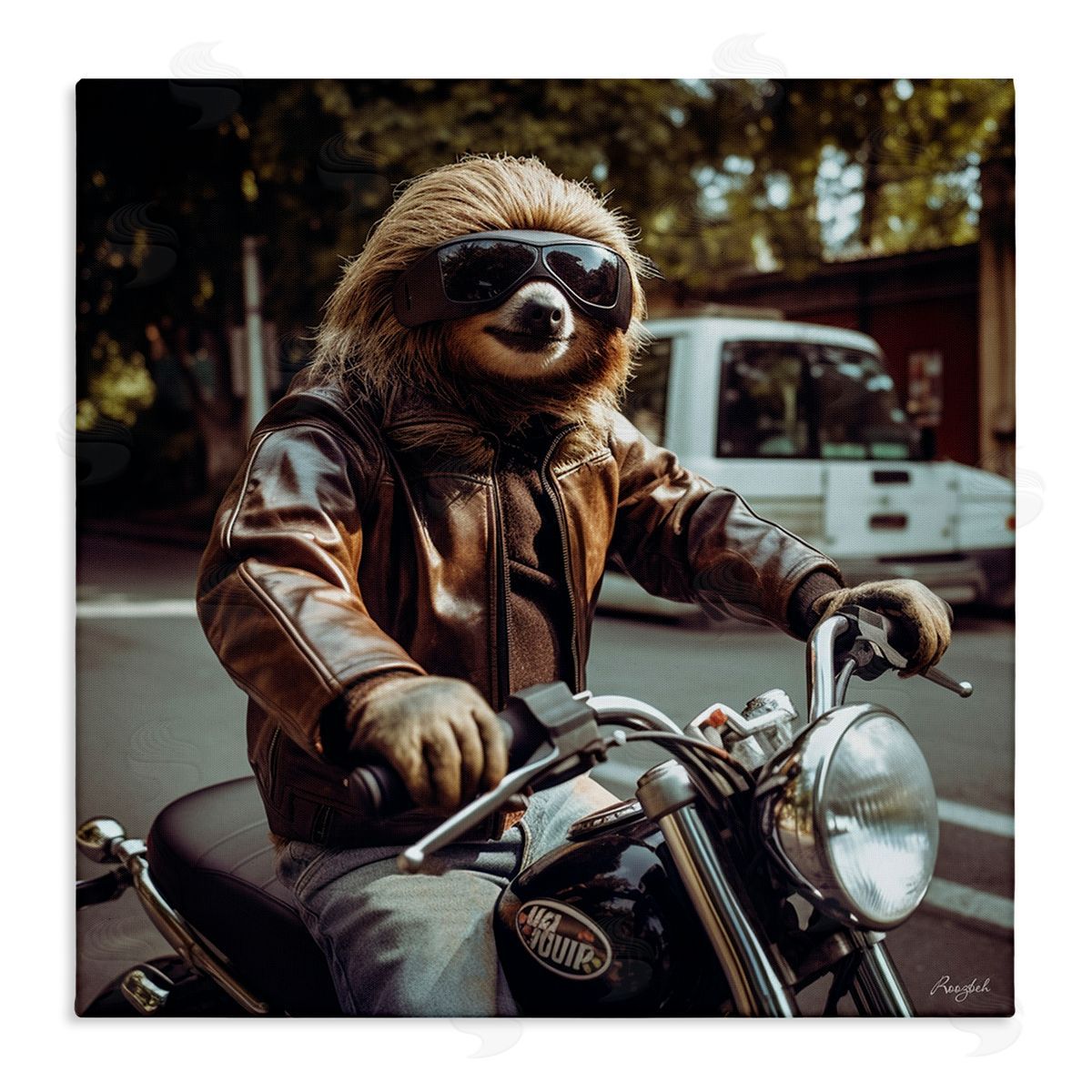 Roozbeh Biker Animal Portrait Canvas Wall Art