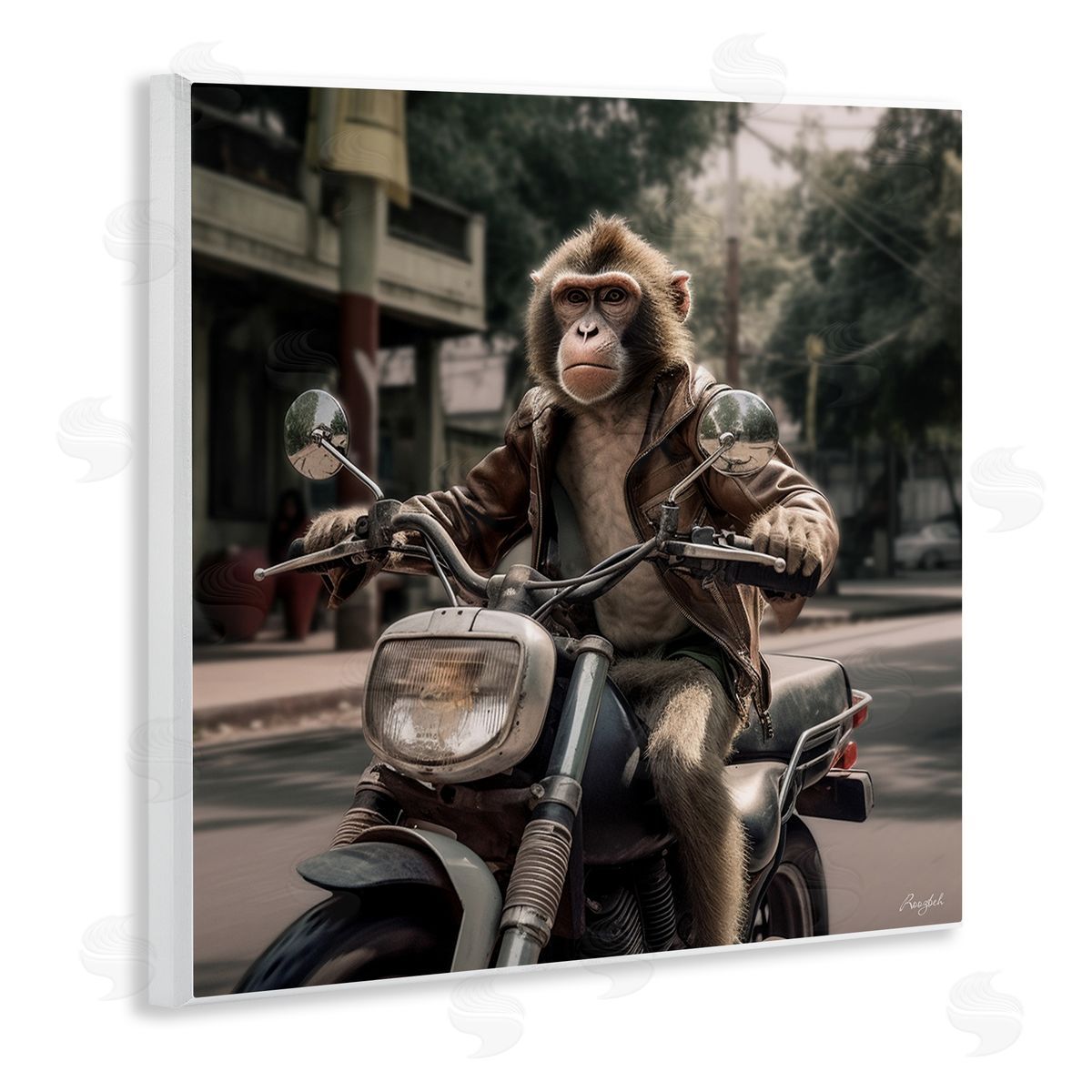 Roozbeh Monkey Motorcycle Biker Wall Plaque Artside_