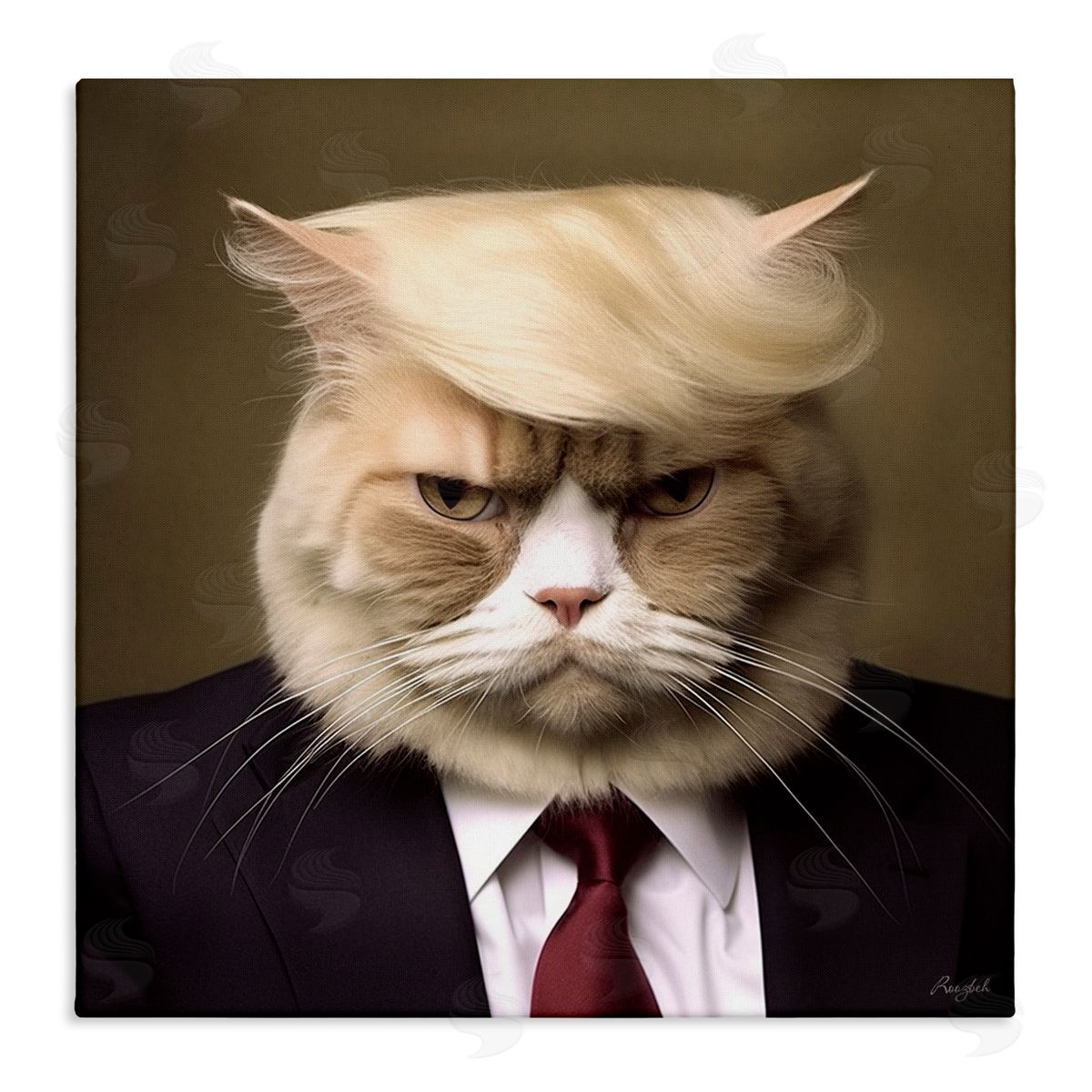Roozbeh Trump Cat Portrait Canvas Wall Art