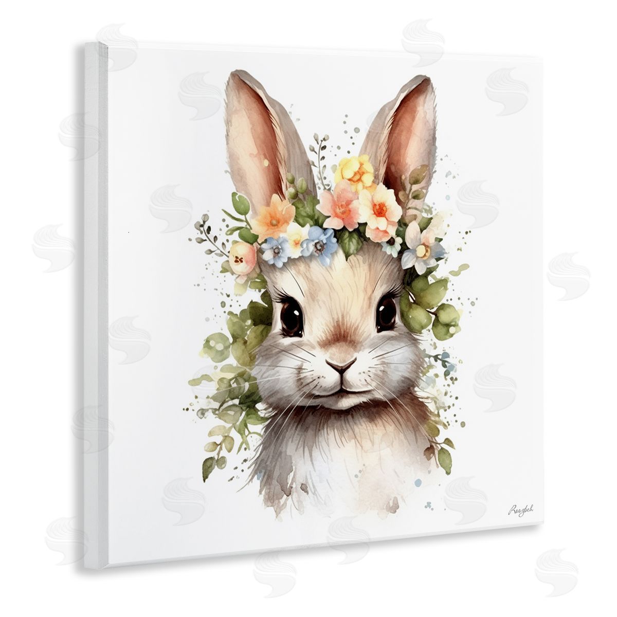 Roozbeh Flower Garland Bunny Wall Plaque Artside_