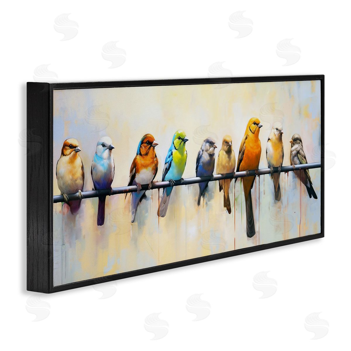 Modern Birds Perched Black Frame Print Wall Art, Home Decor by Ray Powers