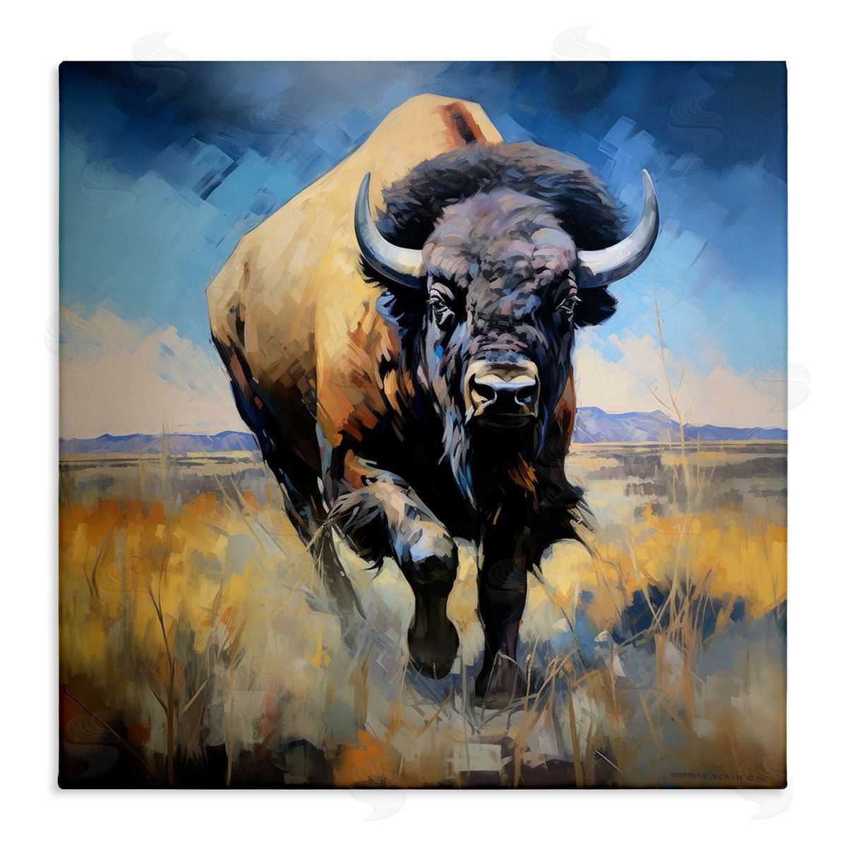 Ray Powers Bison in Country Field Canvas Wall Art