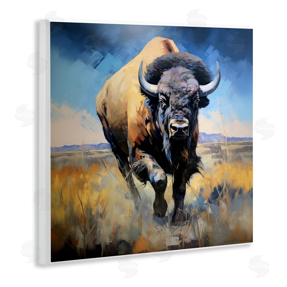 Ray Powers Bison in Country Field Wall Plaque Artside_
