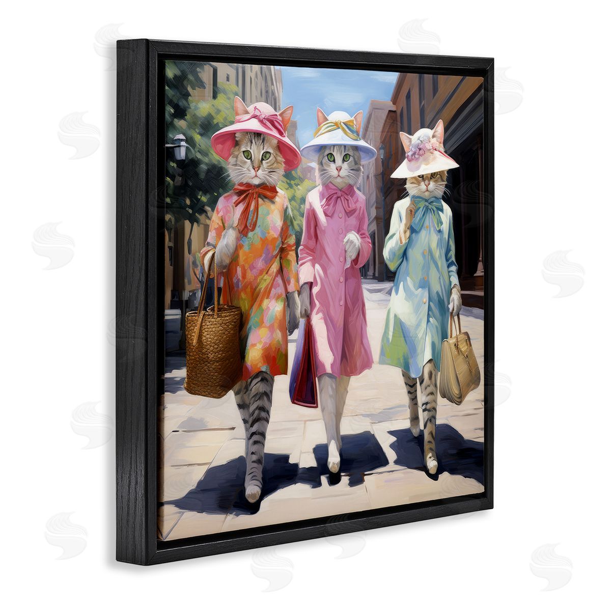 Ray Powers Feline Fashion Cats Black Floater Frame Canvas Artside_