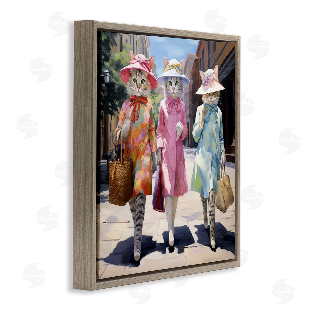 Ray Powers Feline Fashion Cats Brown Floater Frame Canvas Artside_