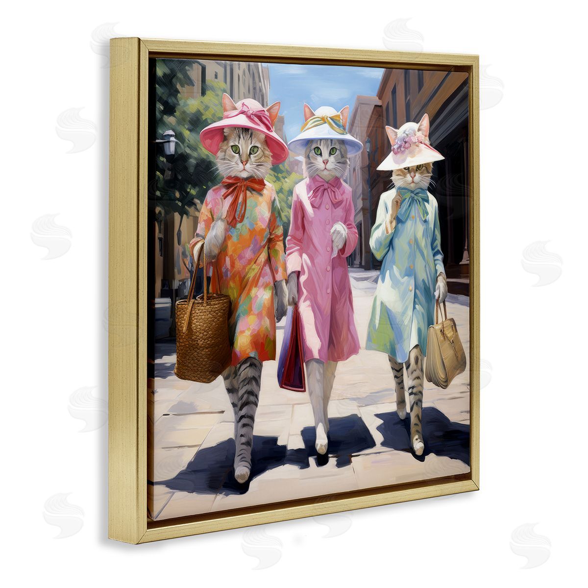 Ray Powers Feline Fashion Cats Gold Floater Frame Canvas Artside_