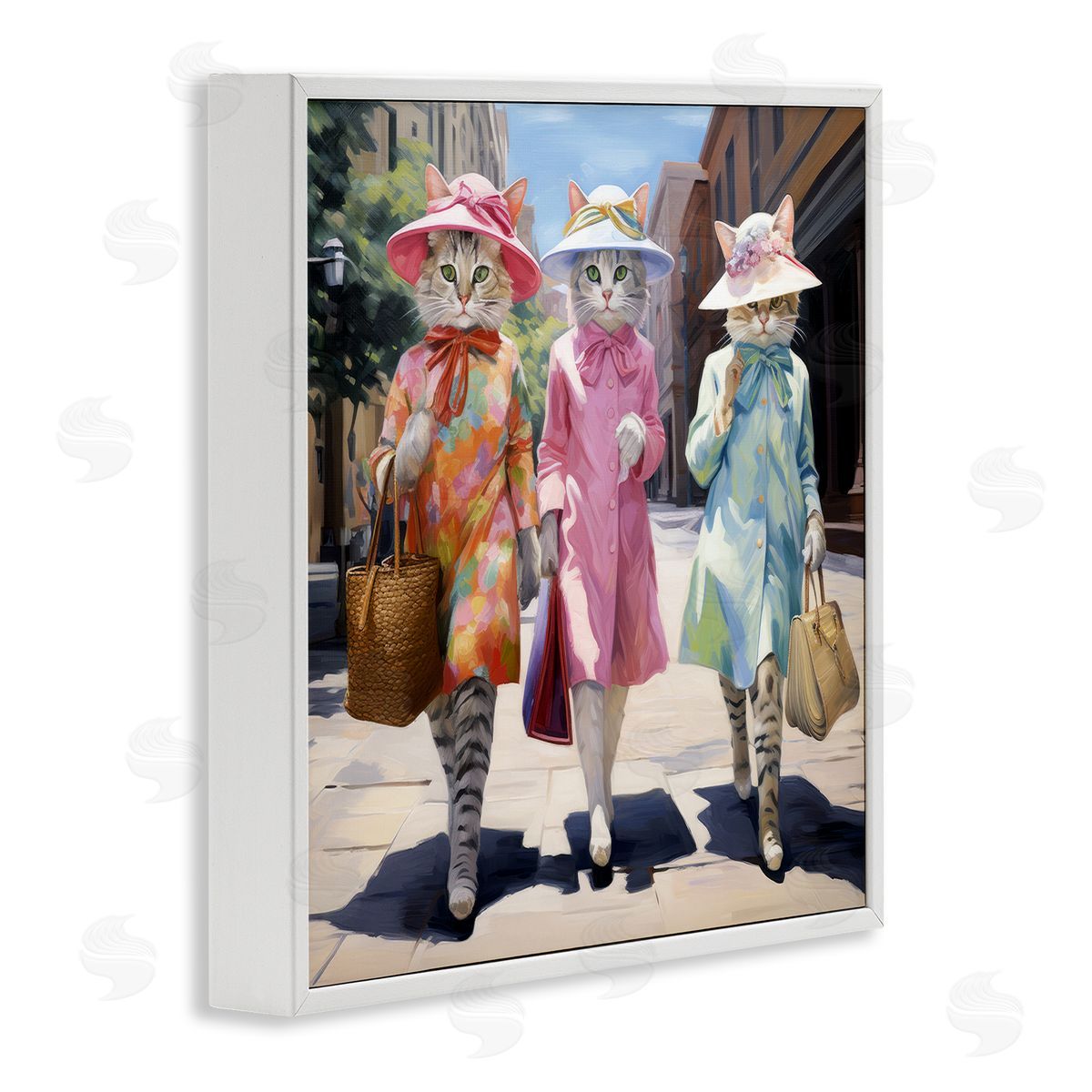 Ray Powers Feline Fashion Cats White Framed Giclee Wall Artside_