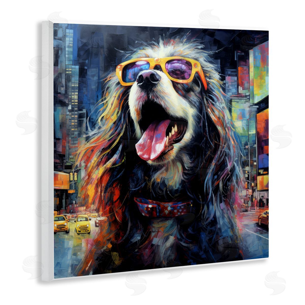 Ray Powers Dog in Modern City Wall Plaque Artside_
