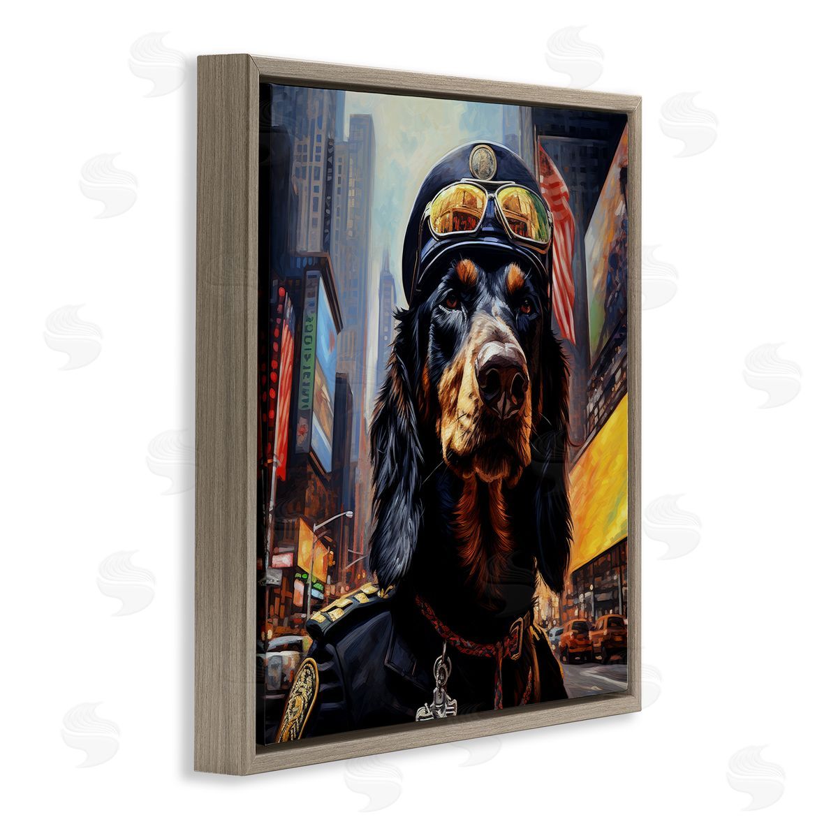 Ray Powers Military Dog Portrait Brown Floater Frame Canvas Artside_