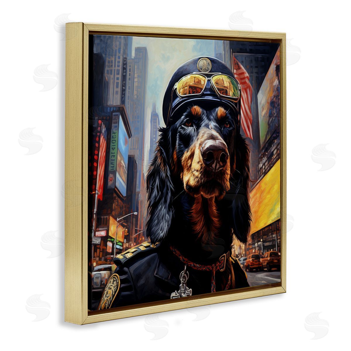 Ray Powers Military Dog Portrait Gold Floater Frame Canvas Artside_