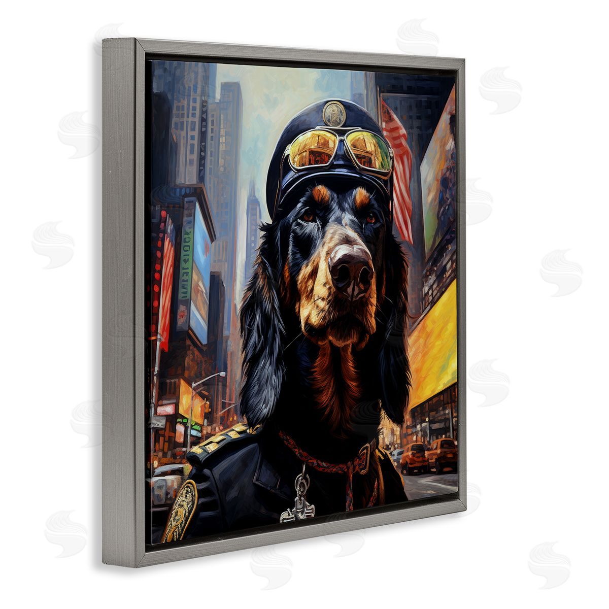 Ray Powers Military Dog Portrait Gray Floater Frame Canvas Artside_