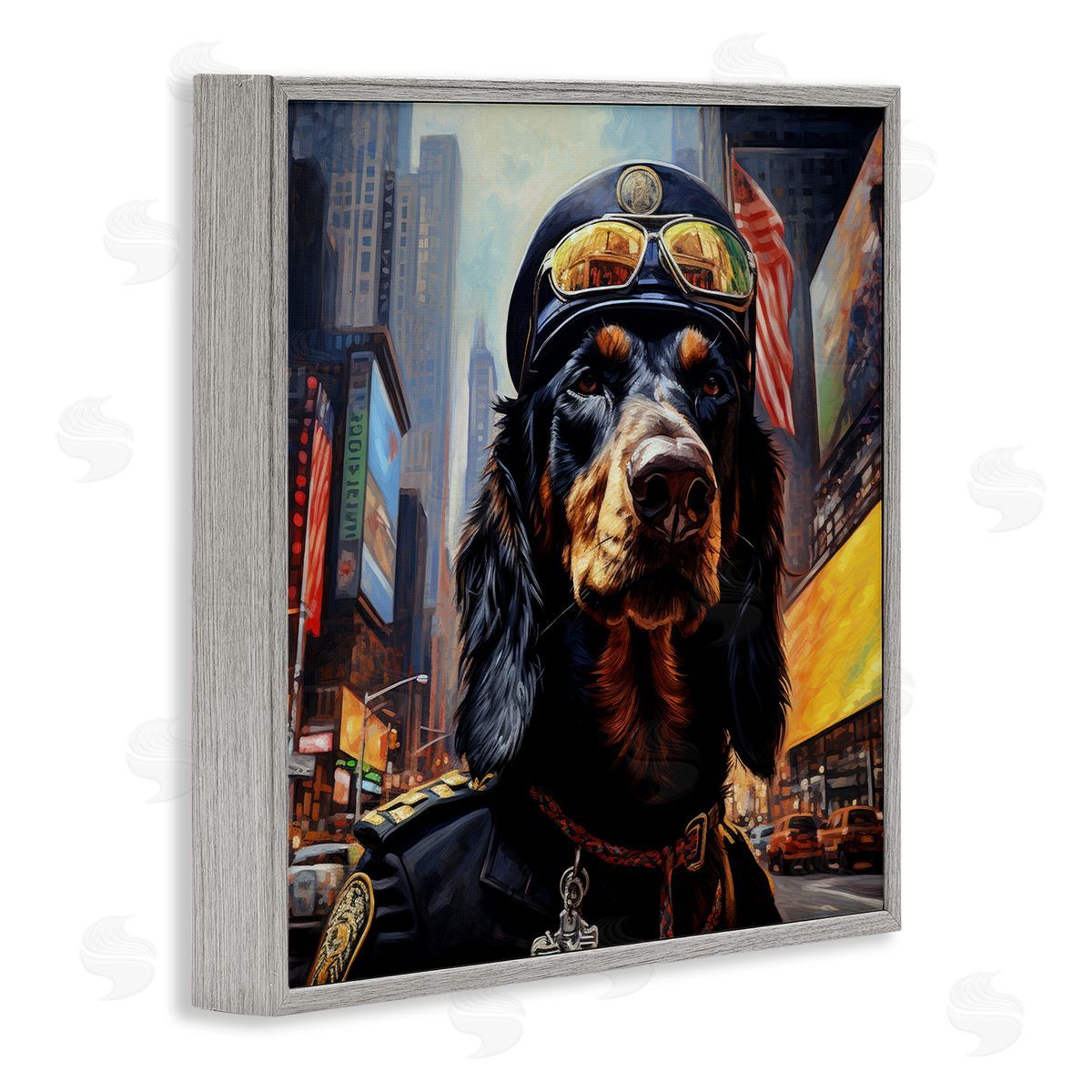 Ray Powers Military Dog Portrait Gray Framed Giclee Wall Artside_