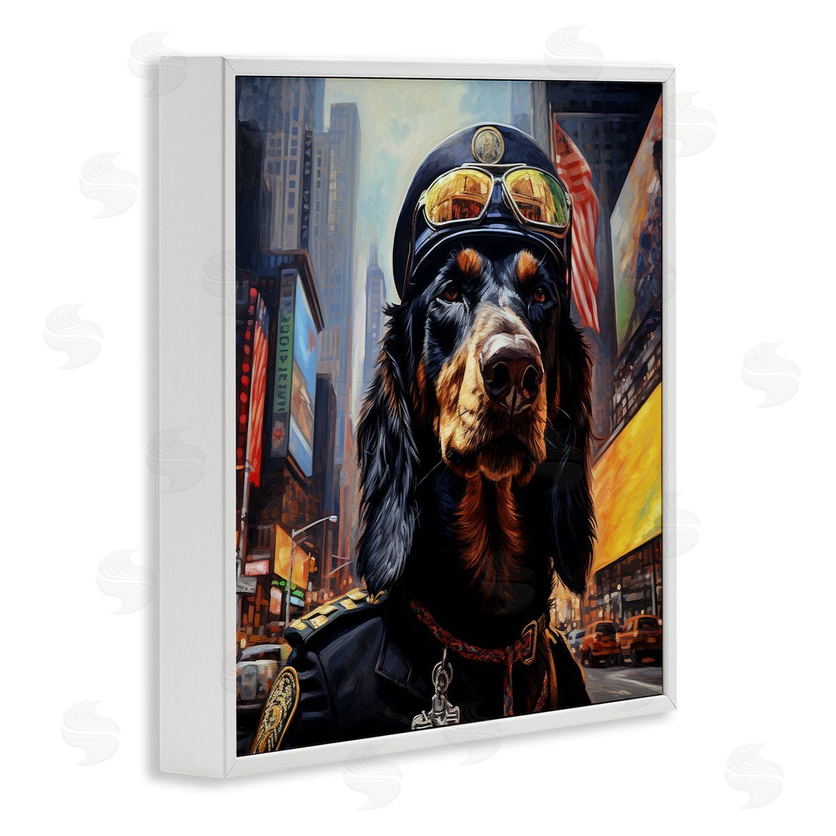 Ray Powers Military Dog Portrait White Framed Giclee Wall Artside_