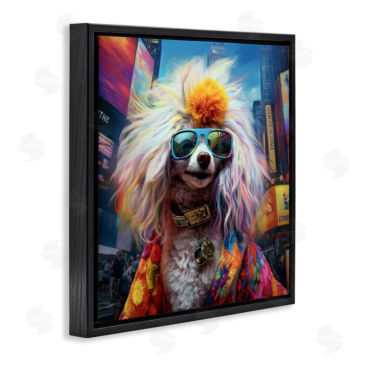 Ray Powers Hippie Doodle Dog Black Floater Frame Canvas Artside_