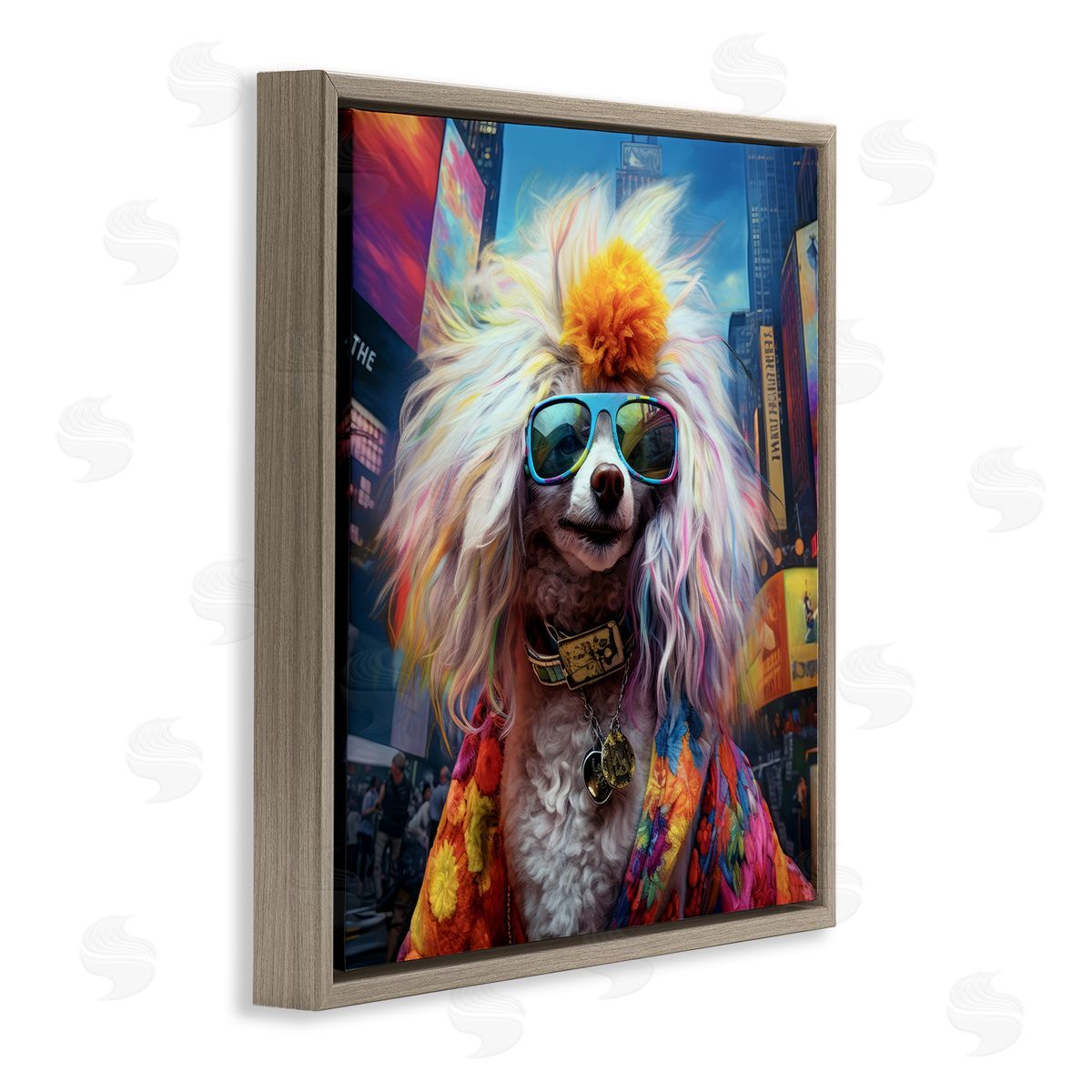 Ray Powers Hippie Doodle Dog Brown Floater Frame Canvas Artside_
