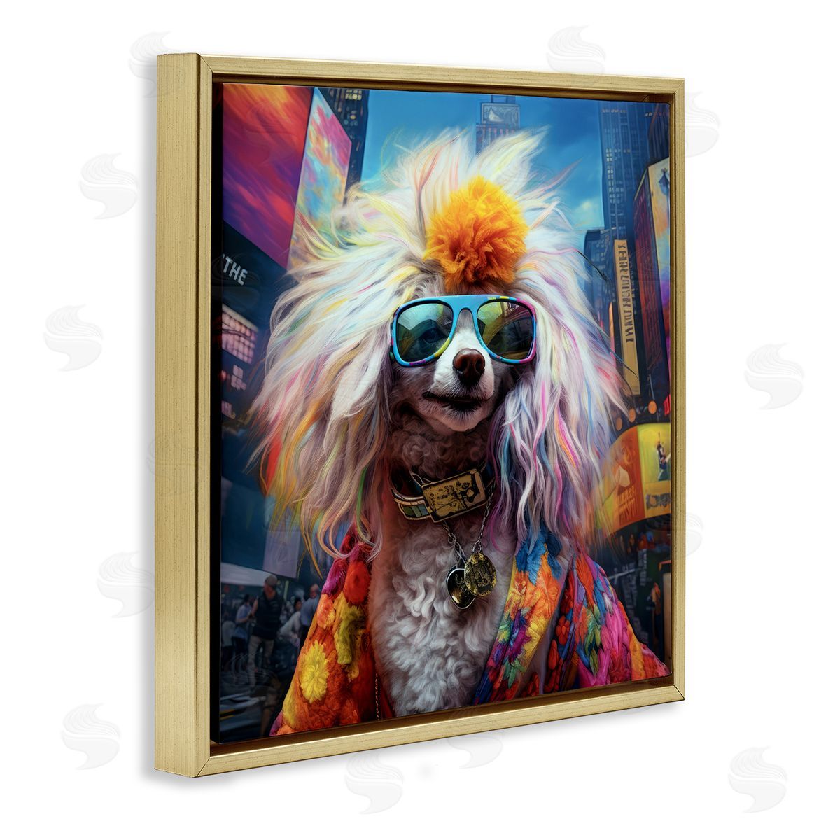 Ray Powers Hippie Doodle Dog Gold Floater Frame Canvas Artside_