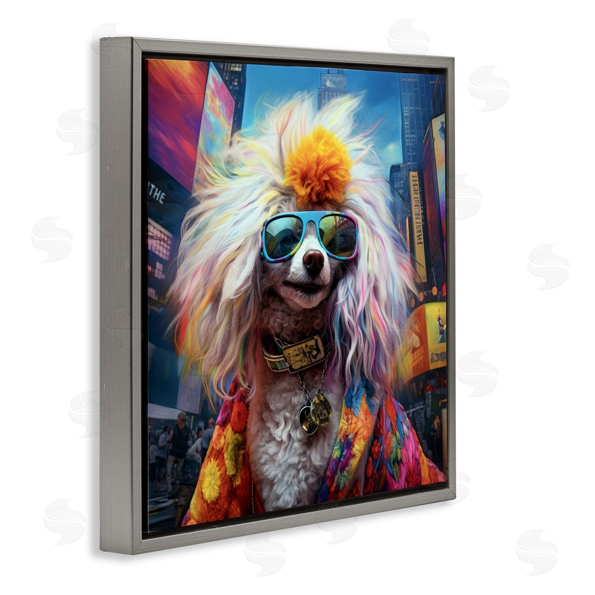 Ray Powers Hippie Doodle Dog Gray Floater Frame Canvas Artside_
