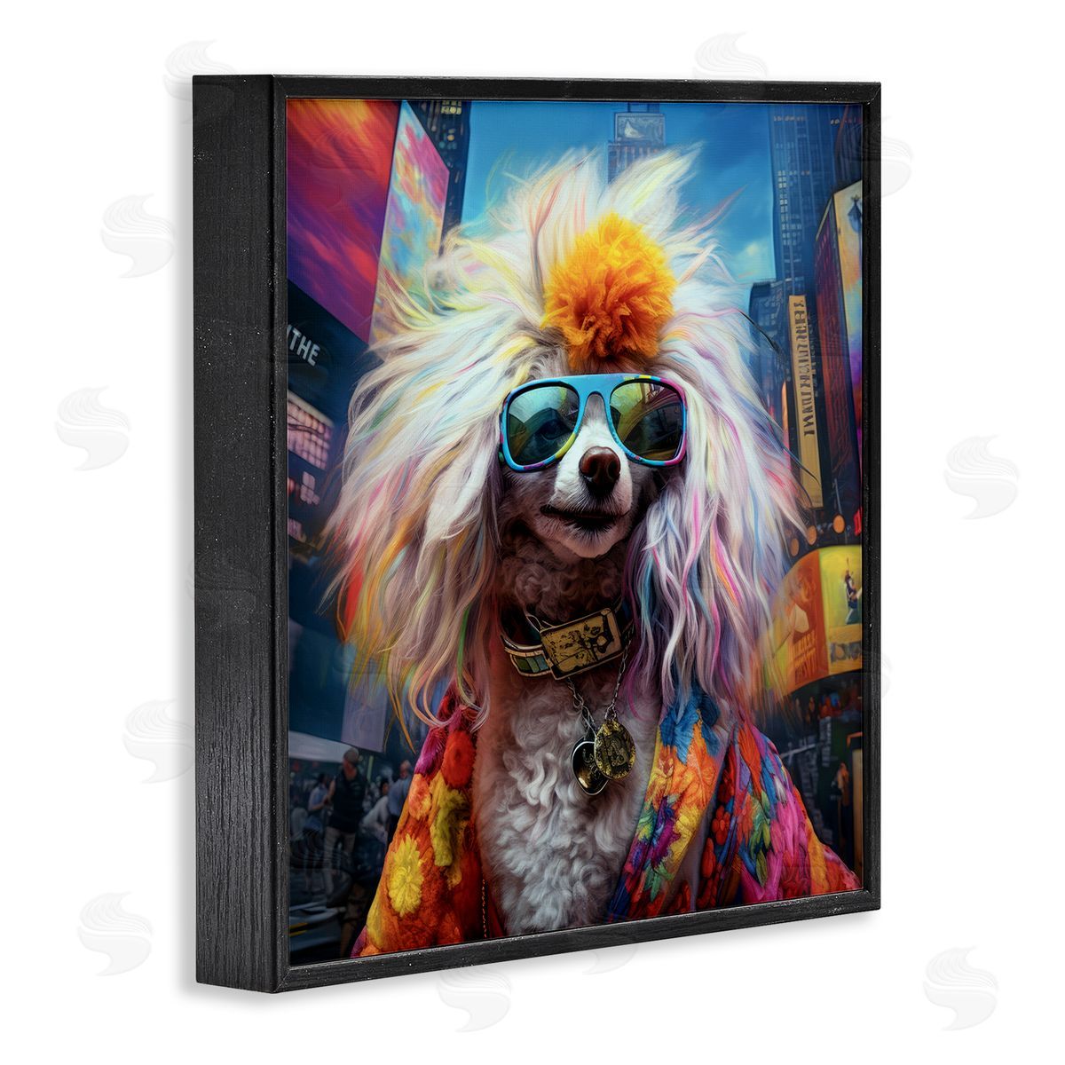 Ray Powers Hippie Doodle Dog Black Framed Giclee Wall Artside_