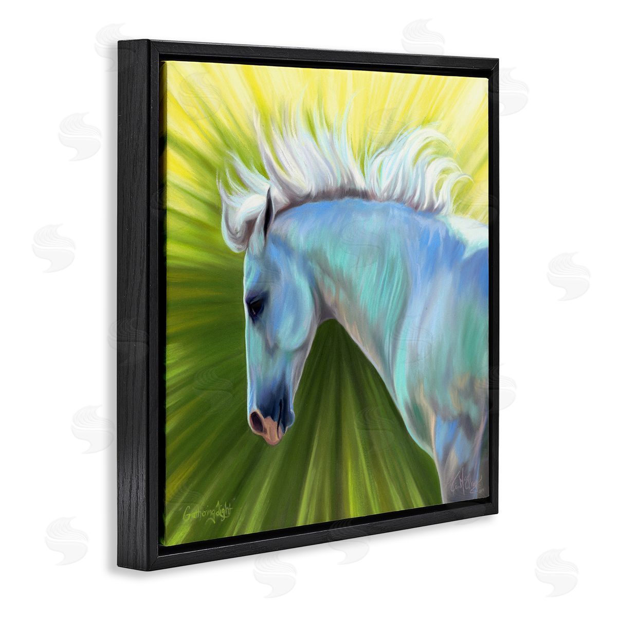 Spirit Horse Gathering Light Horse Black Floater Frame Canvas Artside_