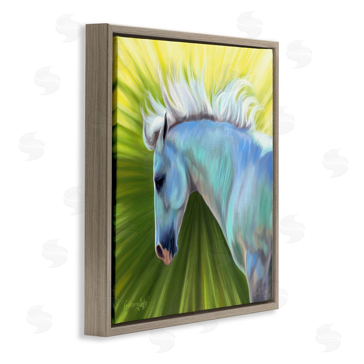 Spirit Horse Gathering Light Horse Brown Floater Frame Canvas Artside_