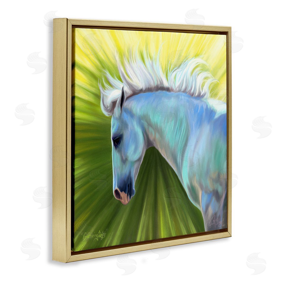 Spirit Horse Gathering Light Horse Gold Floater Frame Canvas Artside_