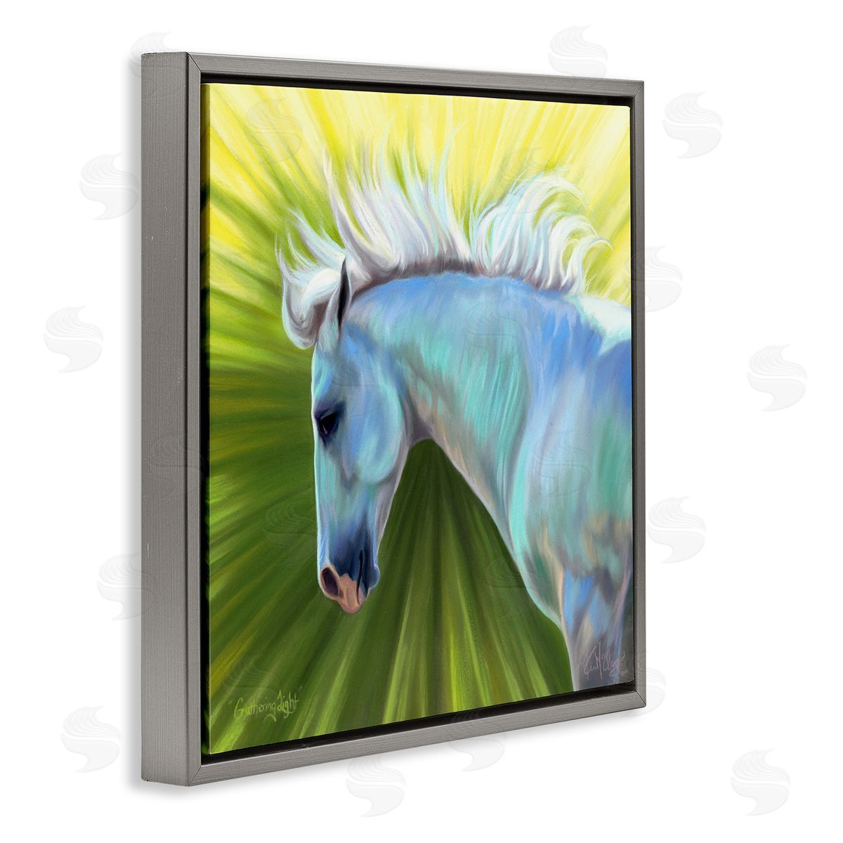 Spirit Horse Gathering Light Horse Gray Floater Frame Canvas Artside_