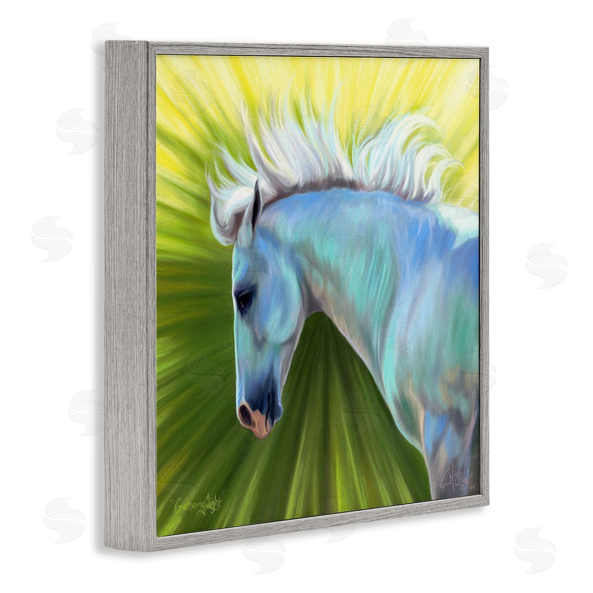 Spirit Horse Gathering Light Horse Gray Framed Giclee Wall Artside_