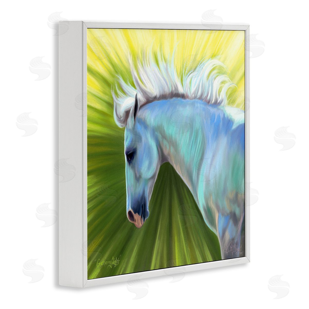 Spirit Horse Gathering Light Horse White Framed Giclee Wall Artside_
