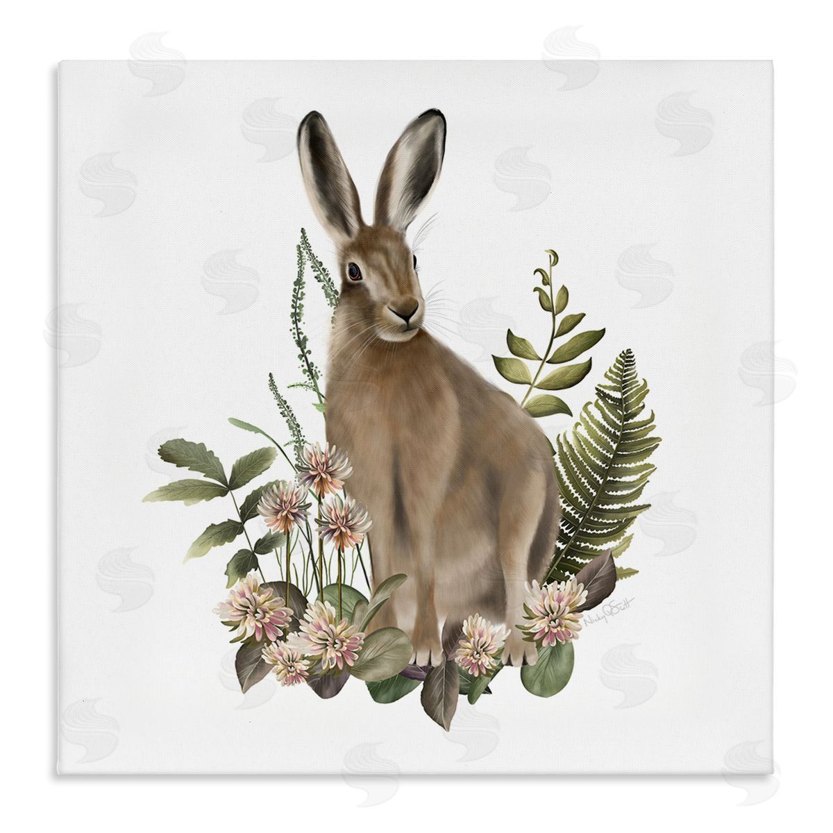Studio Q Floral Bramble Hare Canvas Wall Art