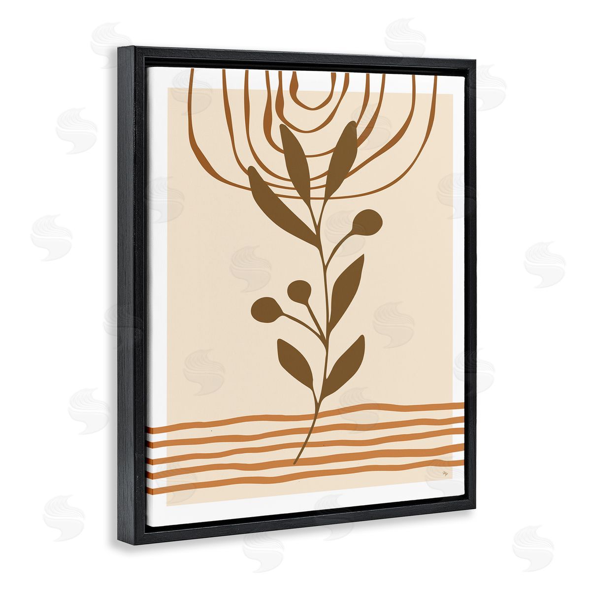 Martina Pavlova Boho Leaf Sprig Black Floater Frame Canvas Artside_