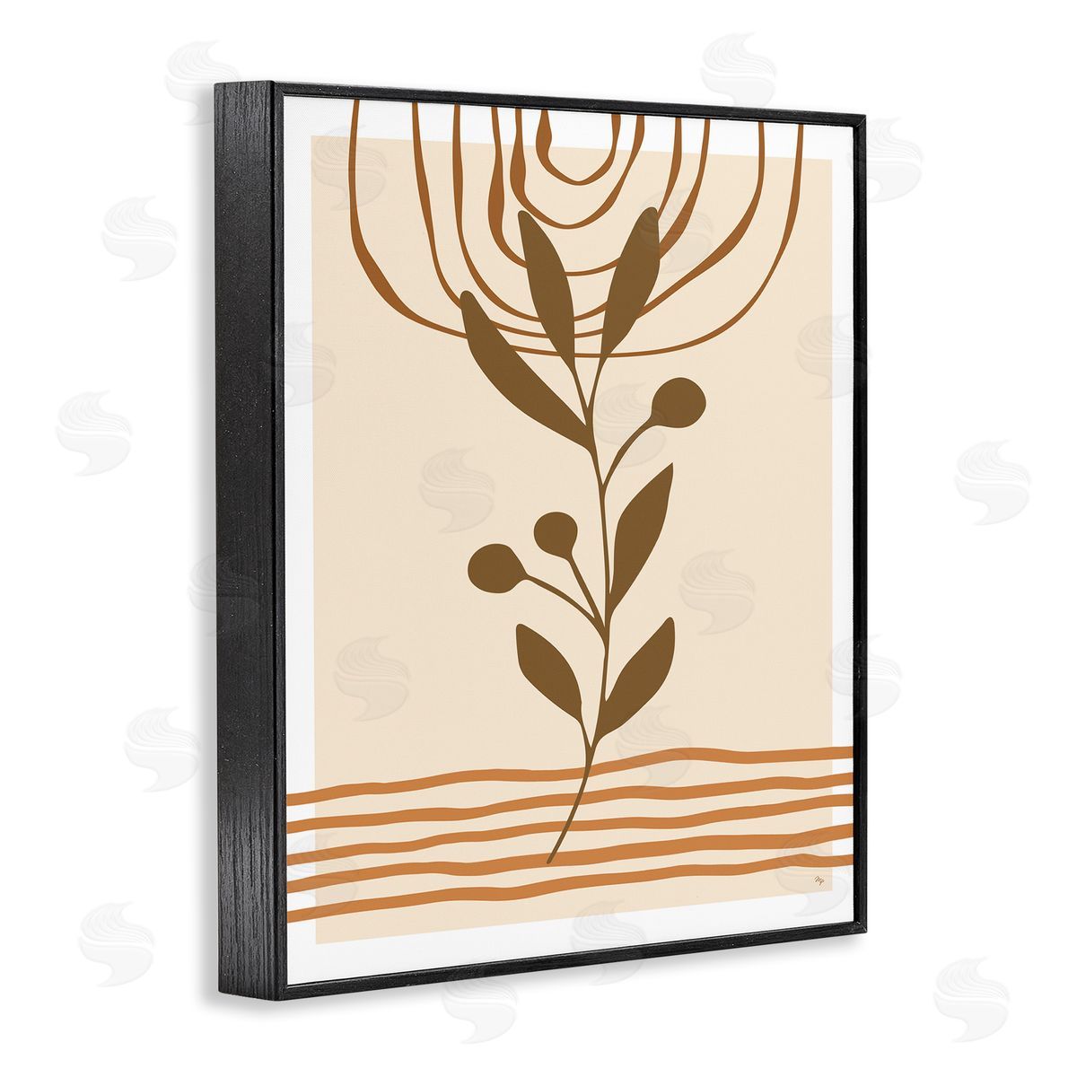 Martina Pavlova Boho Leaf Sprig Black Framed Giclee Wall Artside_