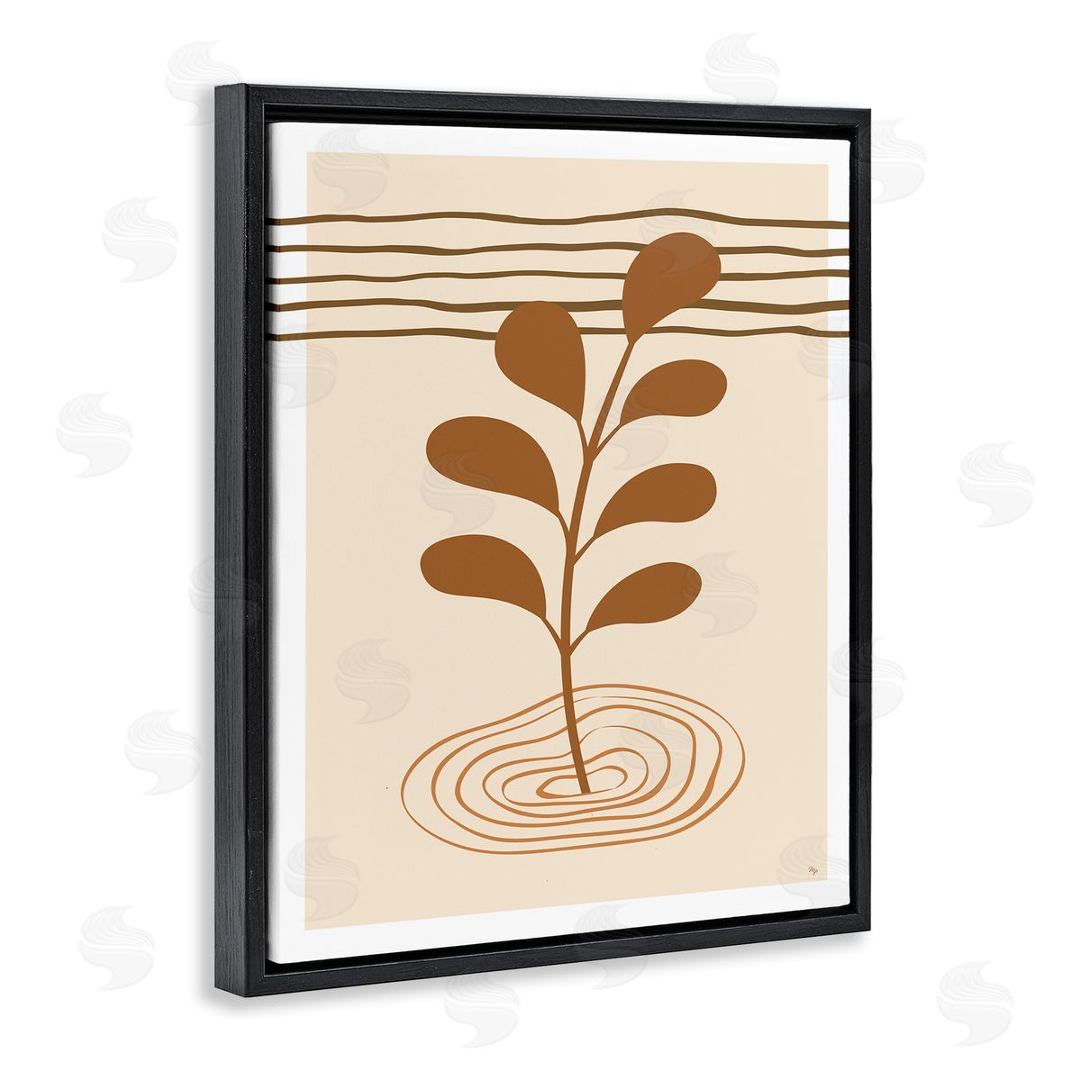 Martina Pavlova Contemporary Earthy Leaf Black Floater Frame Canvas Artside_