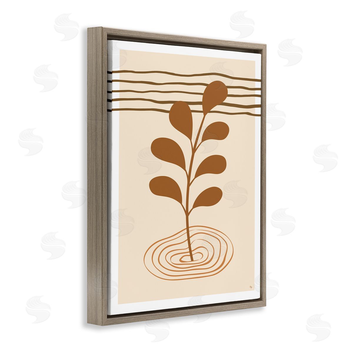 Martina Pavlova Contemporary Earthy Leaf Brown Floater Frame Canvas Artside_