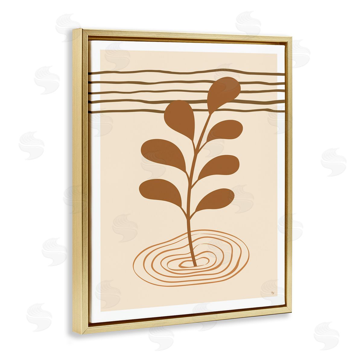 Martina Pavlova Contemporary Earthy Leaf Gold Floater Frame Canvas Artside_