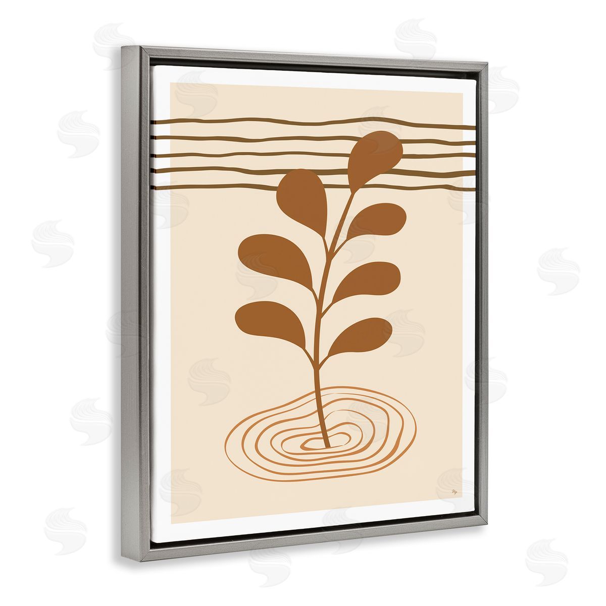 Martina Pavlova Contemporary Earthy Leaf Gray Floater Frame Canvas Artside_