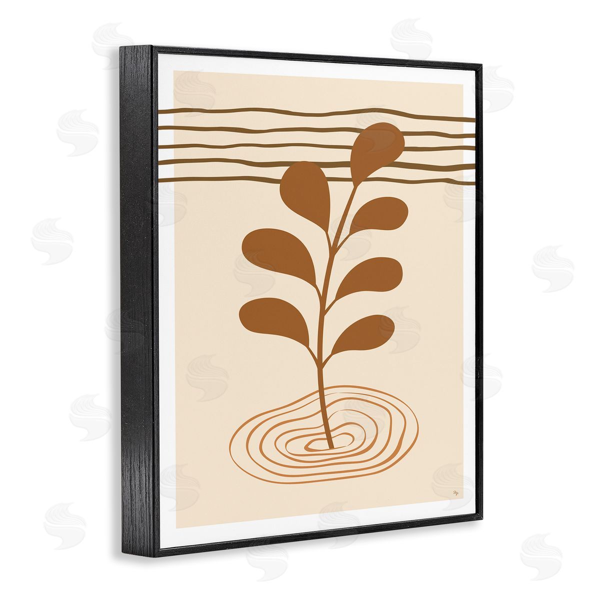 Martina Pavlova Contemporary Earthy Leaf Black Framed Giclee Wall Artside_