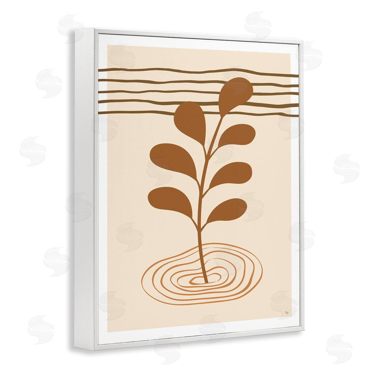 Martina Pavlova Contemporary Earthy Leaf White Framed Giclee Wall Artside_