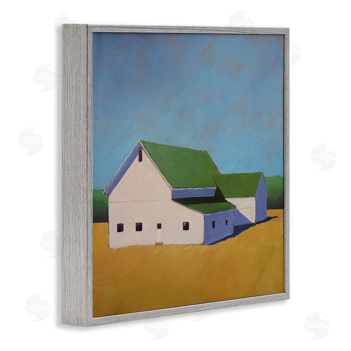 Carol Young Country Barn Landscape Gray Framed Giclee Wall Artside_